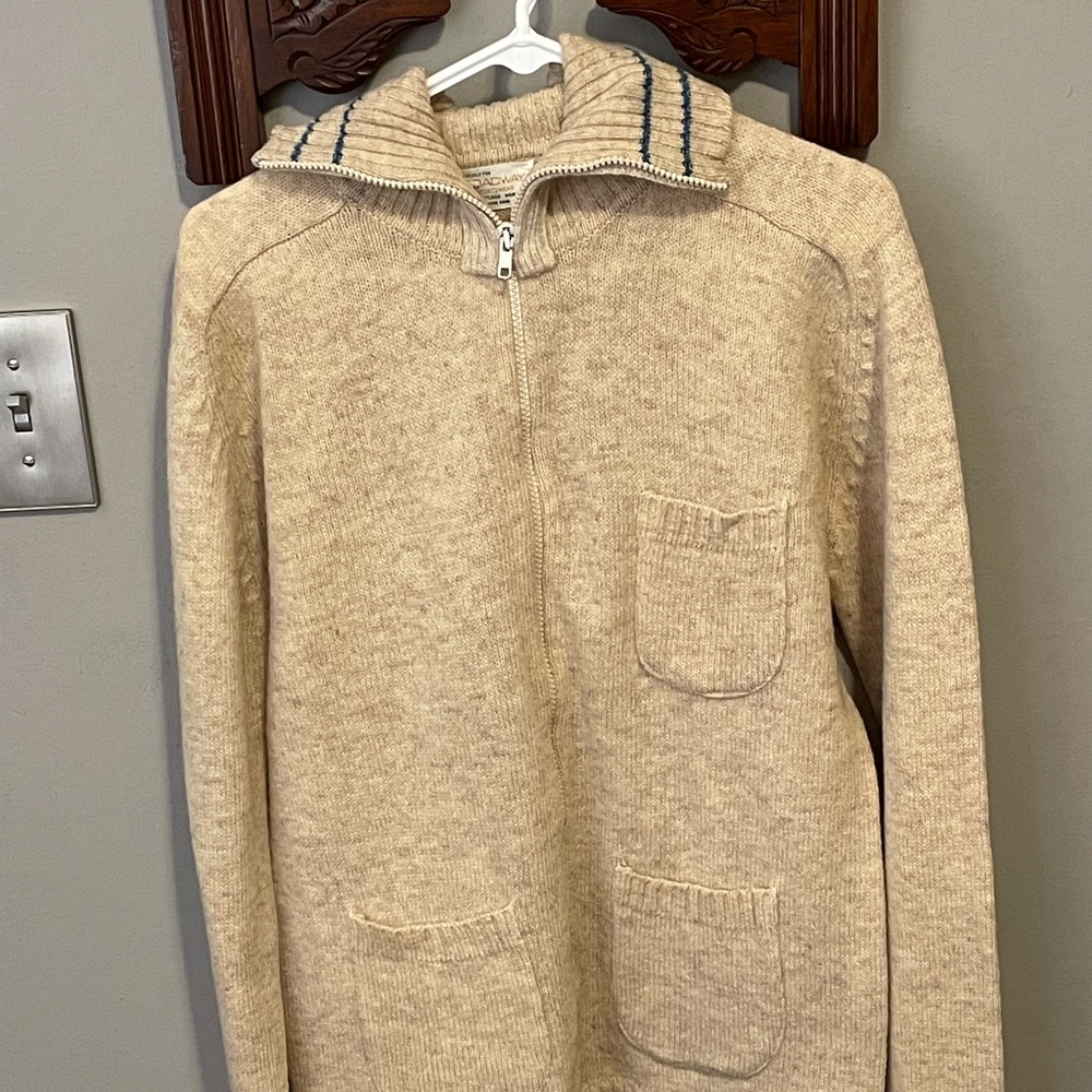 Vintage True 1950’s Wool Mens Zip Up Cardigan